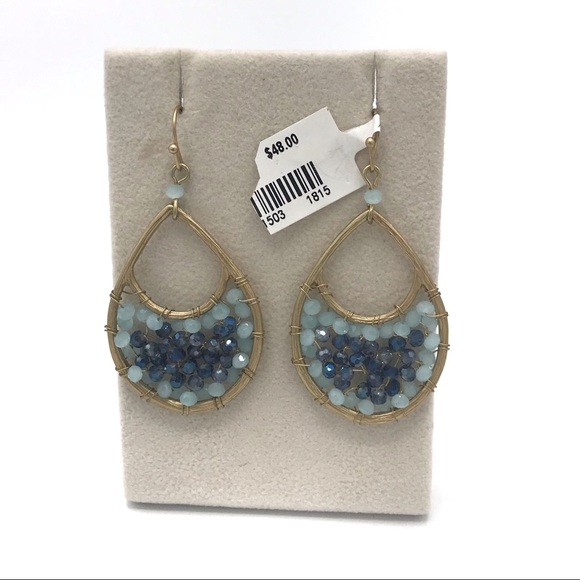 Mythologie Jewelry Mythologie Blue Gold Wire Hoop Dangle Earrings